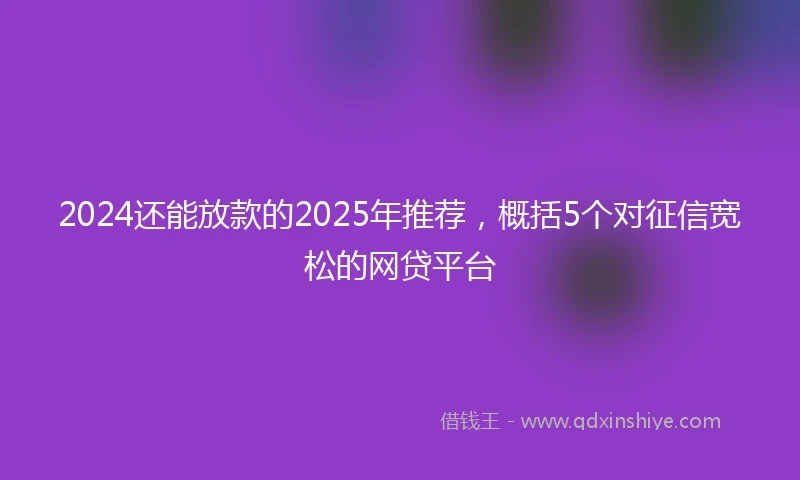 2024还能放款的2025年推荐，概括5个对征信宽松的网贷平台