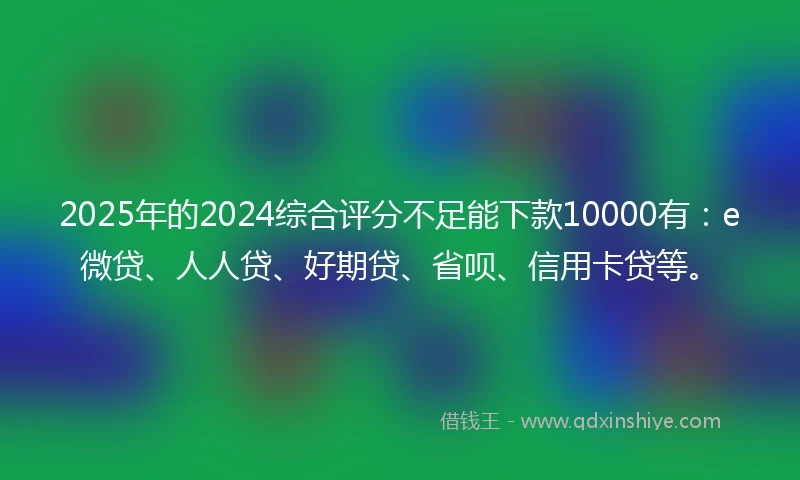 2025年的2024综合评分不足能下款10000有：e微贷、人人贷、好期贷、省呗、信用卡贷等。