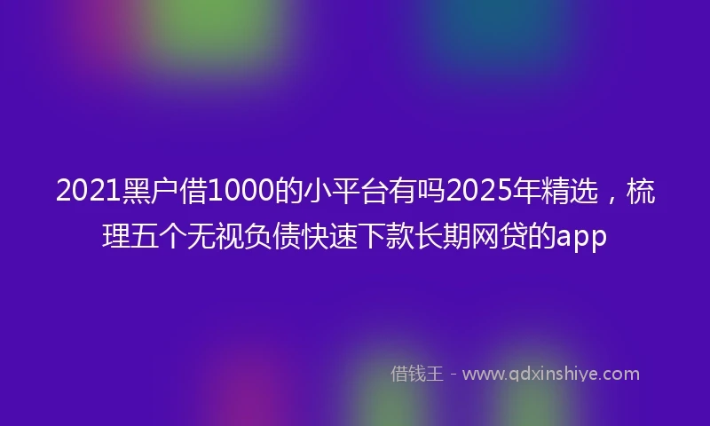 2021黑户借1000的小平台有吗2025年精选，梳理五个无视负债快速下款长期网贷的app