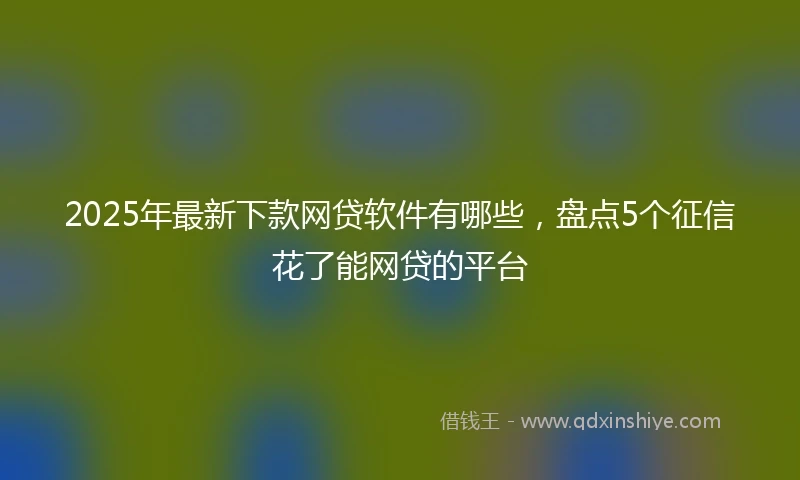 2025年最新下款网贷软件有哪些，盘点5个征信花了能网贷的平台