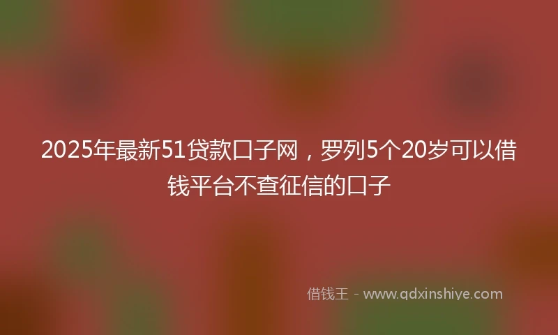 2025年最新51贷款口子网，罗列5个20岁可以借钱平台不查征信的口子