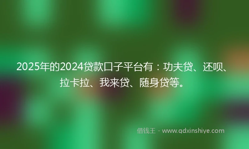 2025年的2024贷款口子平台有：功夫贷、还呗、拉卡拉、我来贷、随身贷等。