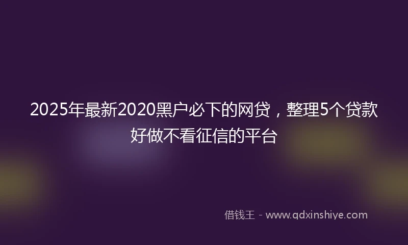 2025年最新2020黑户必下的网贷，整理5个贷款好做不看征信的平台