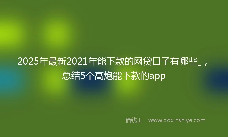2025年最新2021年能下款的网贷口子有哪些_，总结5个高炮能下款的app