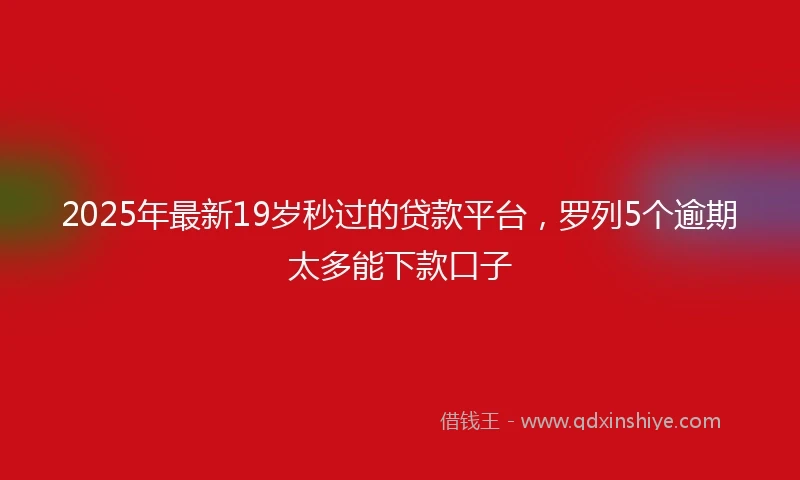 2025年最新19岁秒过的贷款平台，罗列5个逾期太多能下款口子