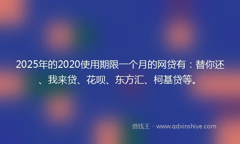 2025年的2020使用期限一个月的网贷有：替你还、我来贷、花呗、东方汇、柯基贷等。