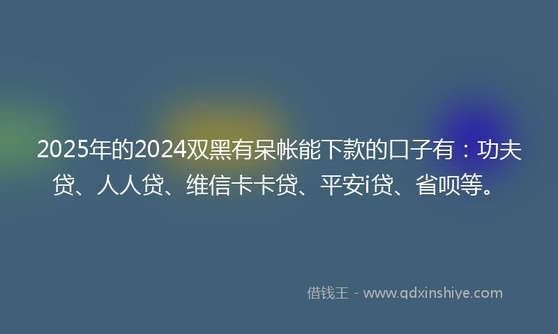 2025年的2024双黑有呆帐能下款的口子有：功夫贷、人人贷、维信卡卡贷、平安i贷、省呗等。