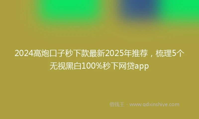 2024高炮口子秒下款最新2025年推荐，梳理5个无视黑白100%秒下网贷app