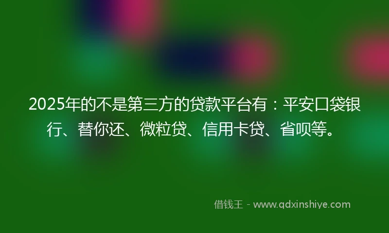 2025年的不是第三方的贷款平台有：平安口袋银行、替你还、微粒贷、信用卡贷、省呗等。