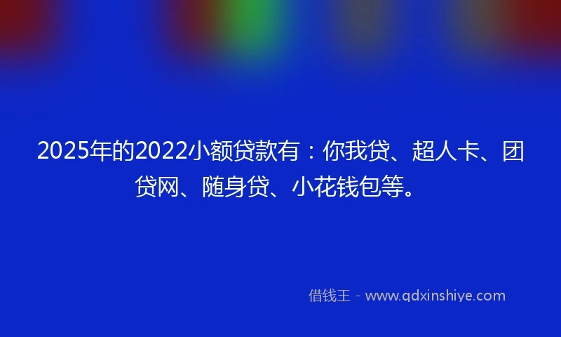 2025年的2022小额贷款有：你我贷、超人卡、团贷网、随身贷、小花钱包等。