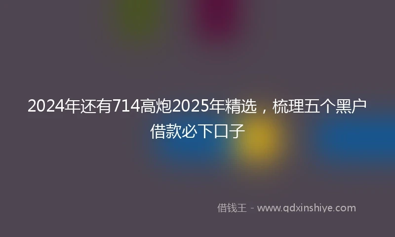 2024年还有714高炮2025年精选，梳理五个黑户借款必下口子