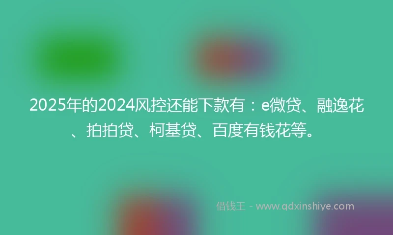 2025年的2024风控还能下款有：e微贷、融逸花、拍拍贷、柯基贷、百度有钱花等。