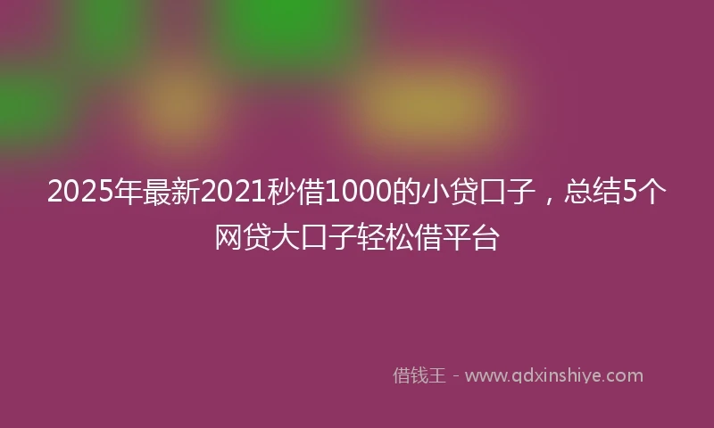 2025年最新2021秒借1000的小贷口子，总结5个网贷大口子轻松借平台