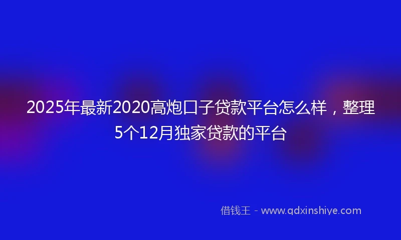 2025年最新2020高炮口子贷款平台怎么样，整理5个12月独家贷款的平台