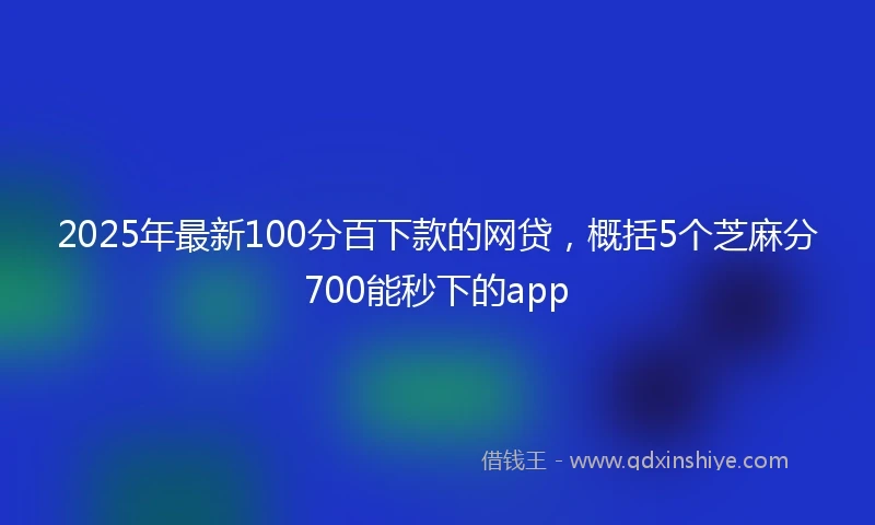 2025年最新100分百下款的网贷，概括5个芝麻分700能秒下的app