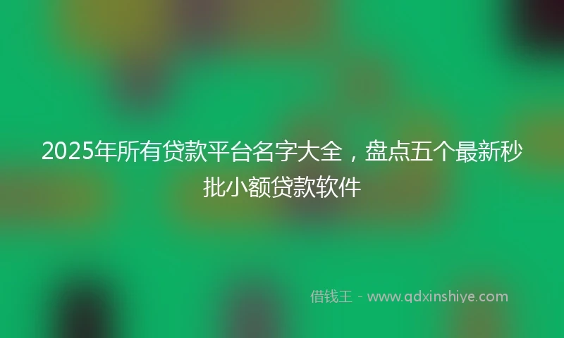 2025年所有贷款平台名字大全，盘点五个最新秒批小额贷款软件