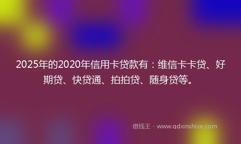 2025年的2020年信用卡贷款有：维信卡卡贷、好期贷、快贷通、拍拍贷、随身贷等。