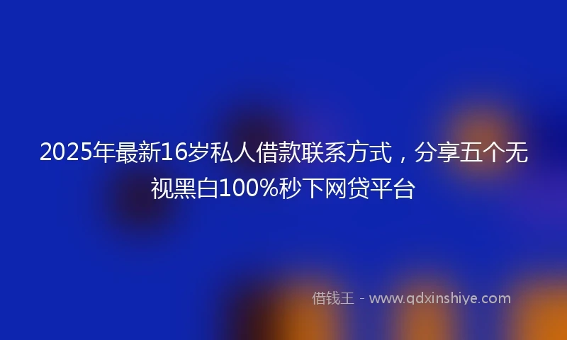 2025年最新16岁私人借款联系方式，分享五个无视黑白100%秒下网贷平台