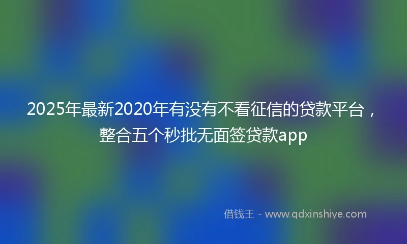 2025年最新2020年有没有不看征信的贷款平台，整合五个秒批无面签贷款app
