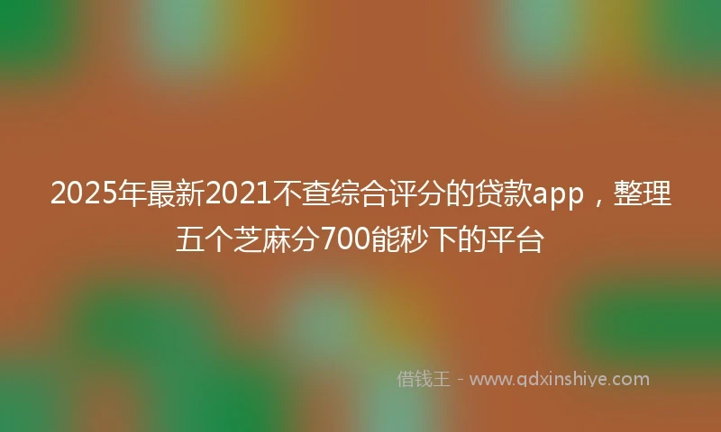 2025年最新2021不查综合评分的贷款app，整理五个芝麻分700能秒下的平台