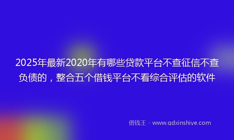 2025年最新2020年有哪些贷款平台不查征信不查负债的，整合五个借钱平台不看综合评估的软件