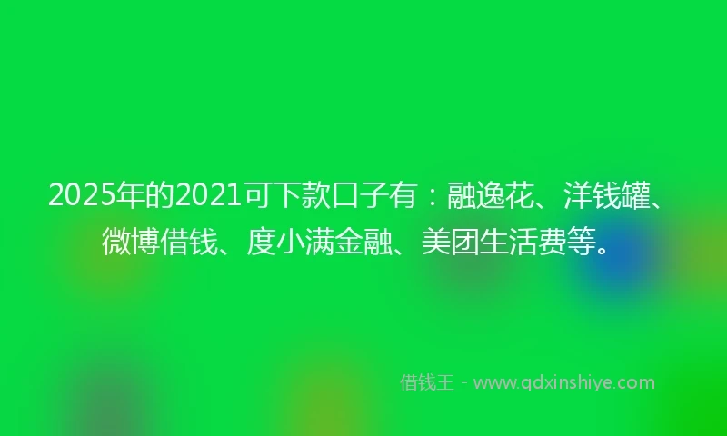 2025年的2021可下款口子有：融逸花、洋钱罐、微博借钱、度小满金融、美团生活费等。