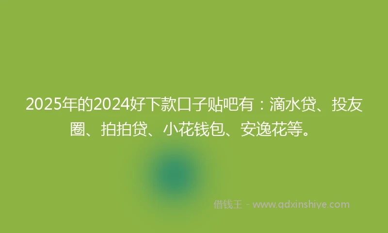 2025年的2024好下款口子贴吧有：滴水贷、投友圈、拍拍贷、小花钱包、安逸花等。