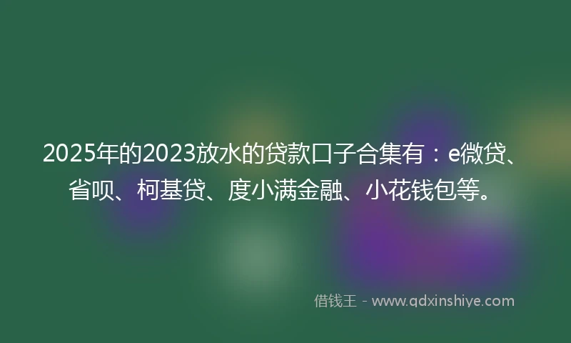 2025年的2023放水的贷款口子合集有：e微贷、省呗、柯基贷、度小满金融、小花钱包等。