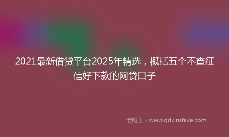 2021最新借贷平台2025年精选，概括五个不查征信好下款的网贷口子