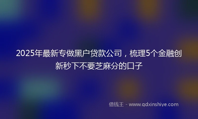 2025年最新专做黑户贷款公司，梳理5个金融创新秒下不要芝麻分的口子