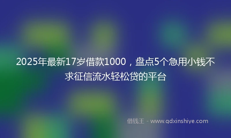 2025年最新17岁借款1000，盘点5个急用小钱不求征信流水轻松贷的平台