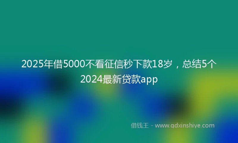 2025年借5000不看征信秒下款18岁，总结5个2024最新贷款app