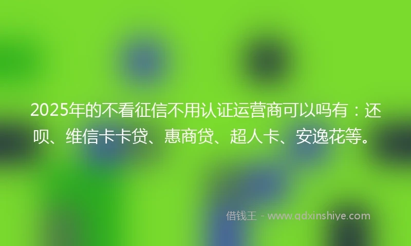 2025年的不看征信不用认证运营商可以吗有：还呗、维信卡卡贷、惠商贷、超人卡、安逸花等。