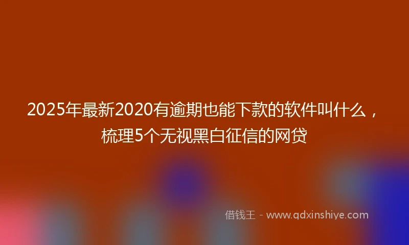 2025年最新2020有逾期也能下款的软件叫什么，梳理5个无视黑白征信的网贷