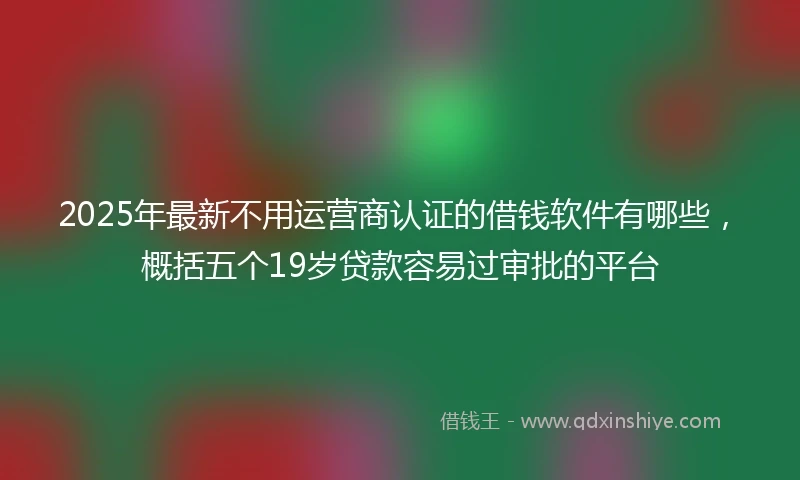 2025年最新不用运营商认证的借钱软件有哪些，概括五个19岁贷款容易过审批的平台
