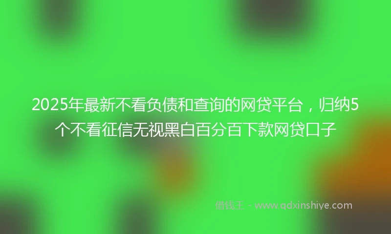 2025年最新不看负债和查询的网贷平台，归纳5个不看征信无视黑白百分百下款网贷口子