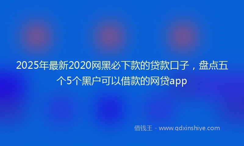 2025年最新2020网黑必下款的贷款口子，盘点五个5个黑户可以借款的网贷app