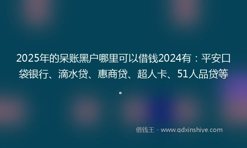 2025年的呆账黑户哪里可以借钱2024有：平安口袋银行、滴水贷、惠商贷、超人卡、51人品贷等。