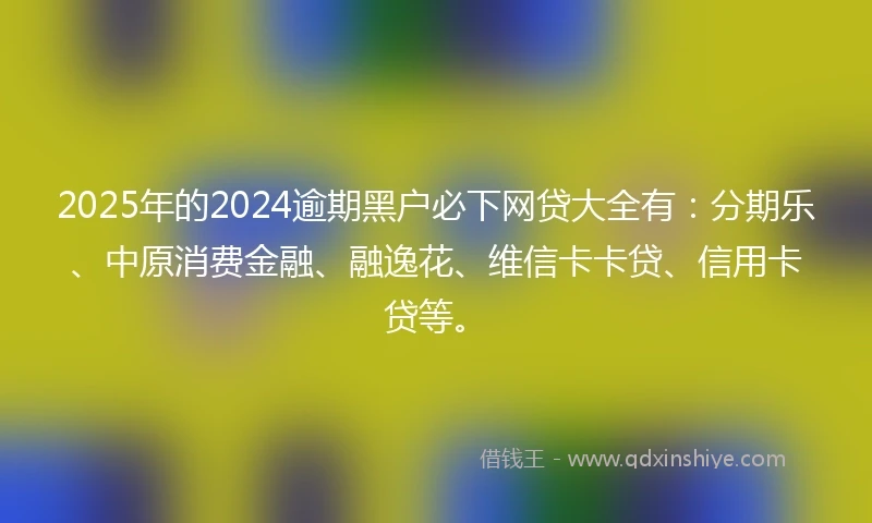 2025年的2024逾期黑户必下网贷大全有：分期乐、中原消费金融、融逸花、维信卡卡贷、信用卡贷等。