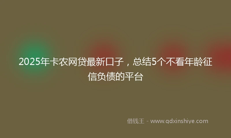 2025年卡农网贷最新口子，总结5个不看年龄征信负债的平台