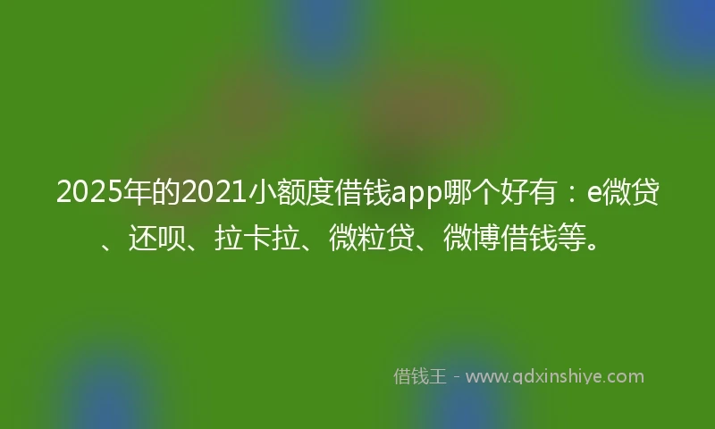 2025年的2021小额度借钱app哪个好有：e微贷、还呗、拉卡拉、微粒贷、微博借钱等。