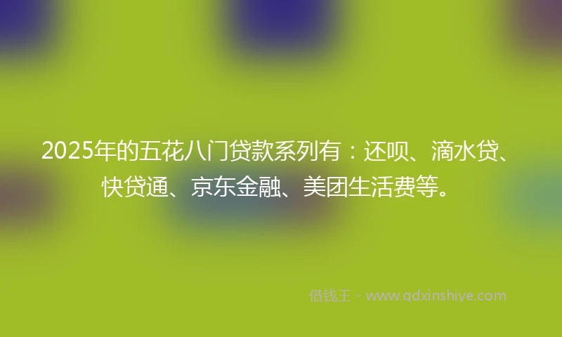 2025年的五花八门贷款系列有：还呗、滴水贷、快贷通、京东金融、美团生活费等。