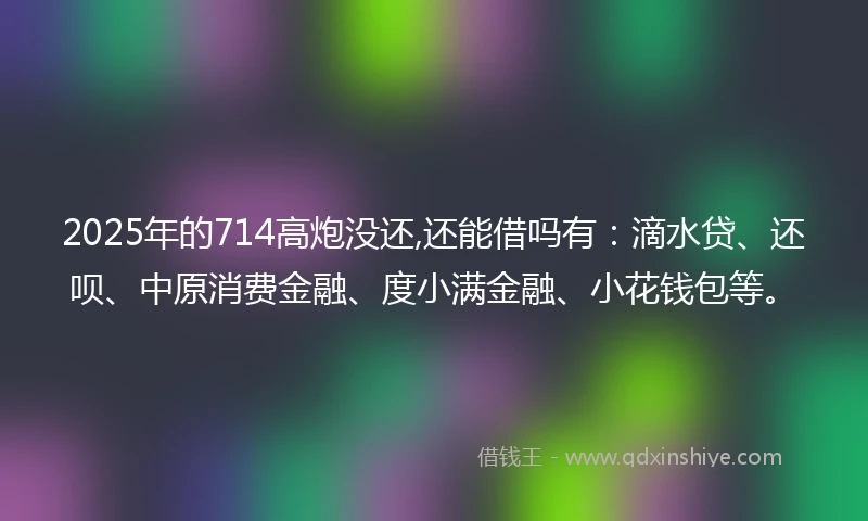 2025年的714高炮没还,还能借吗有：滴水贷、还呗、中原消费金融、度小满金融、小花钱包等。