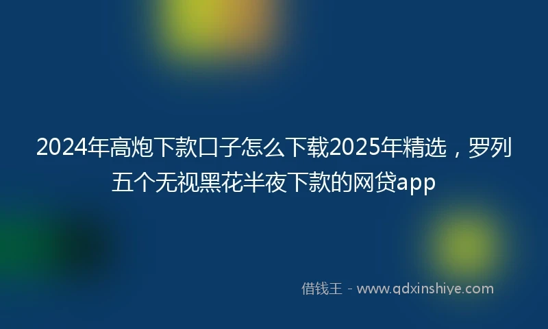 2024年高炮下款口子怎么下载2025年精选，罗列五个无视黑花半夜下款的网贷app