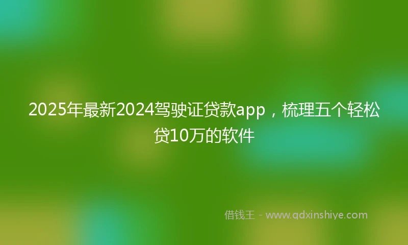 2025年最新2024驾驶证贷款app，梳理五个轻松贷10万的软件