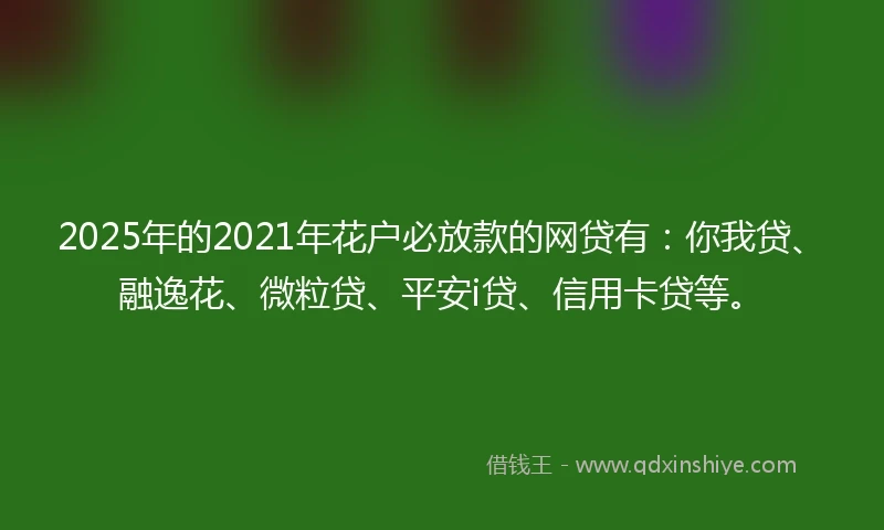 2025年的2021年花户必放款的网贷有：你我贷、融逸花、微粒贷、平安i贷、信用卡贷等。