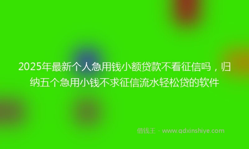 2025年最新个人急用钱小额贷款不看征信吗，归纳五个急用小钱不求征信流水轻松贷的软件
