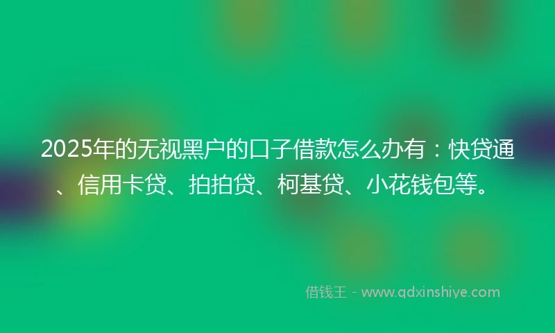 2025年的无视黑户的口子借款怎么办有：快贷通、信用卡贷、拍拍贷、柯基贷、小花钱包等。