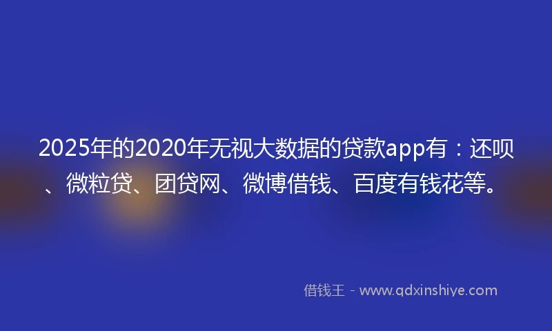 2025年的2020年无视大数据的贷款app有：还呗、微粒贷、团贷网、微博借钱、百度有钱花等。
