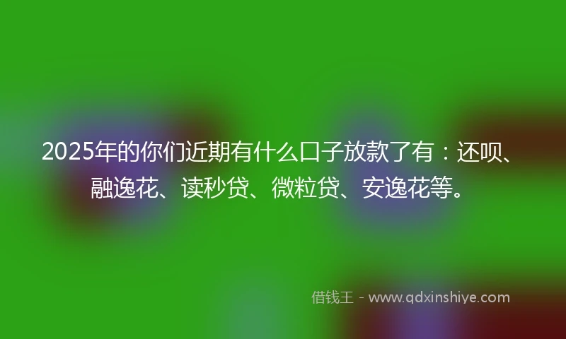 2025年的你们近期有什么口子放款了有：还呗、融逸花、读秒贷、微粒贷、安逸花等。
